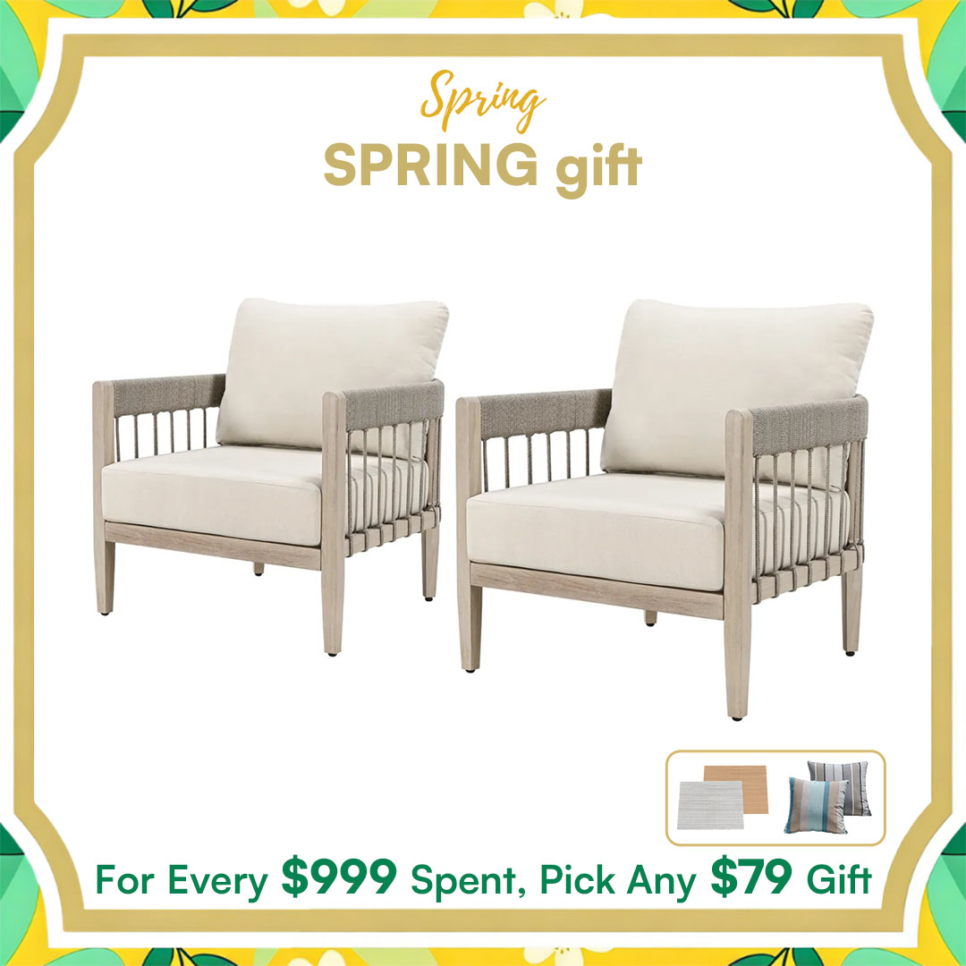 2-Piece Patio Outdoor Sofa with Faux Wood Grain Frame - C037