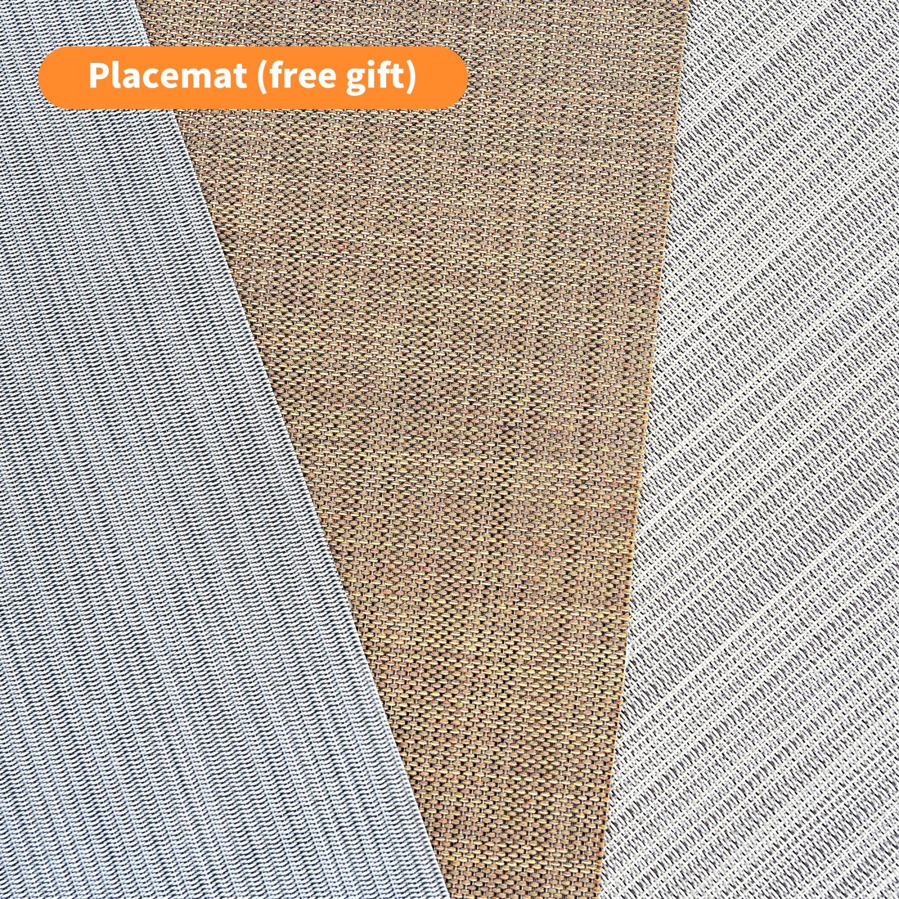 Textured woven placemat in beige, gray, and white with diamo - Seehill