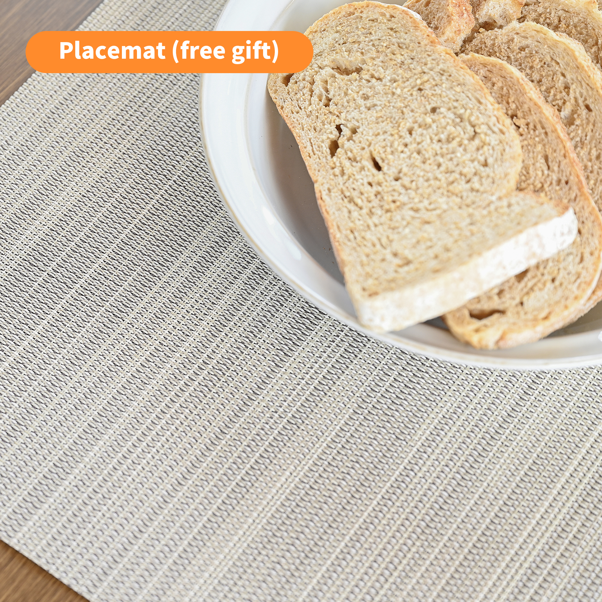 Beige woven placemat with subtle grid texture - Seehill