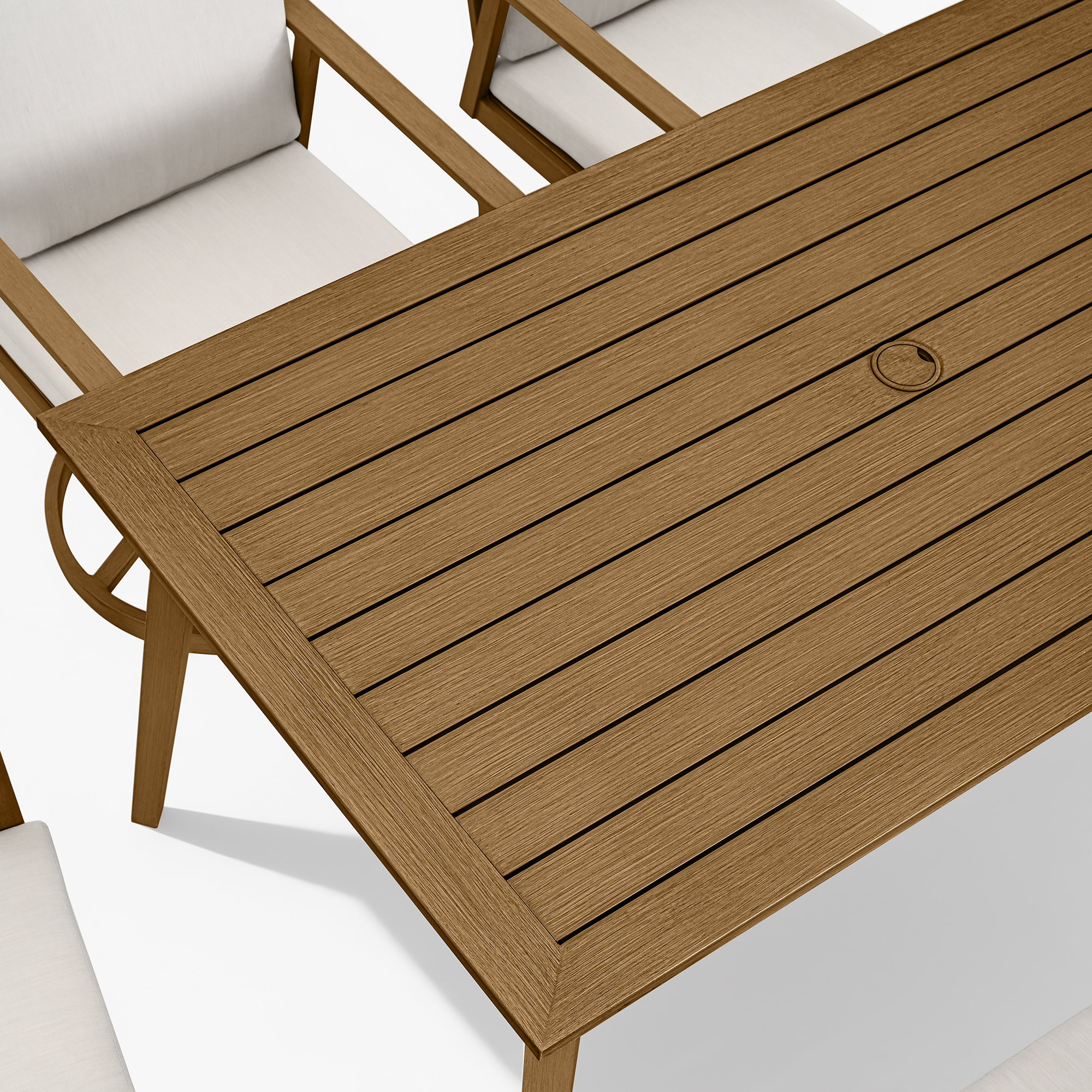6 Person Outdoor Dining Table Aluminum Umbrella Hole All-Weather-D003