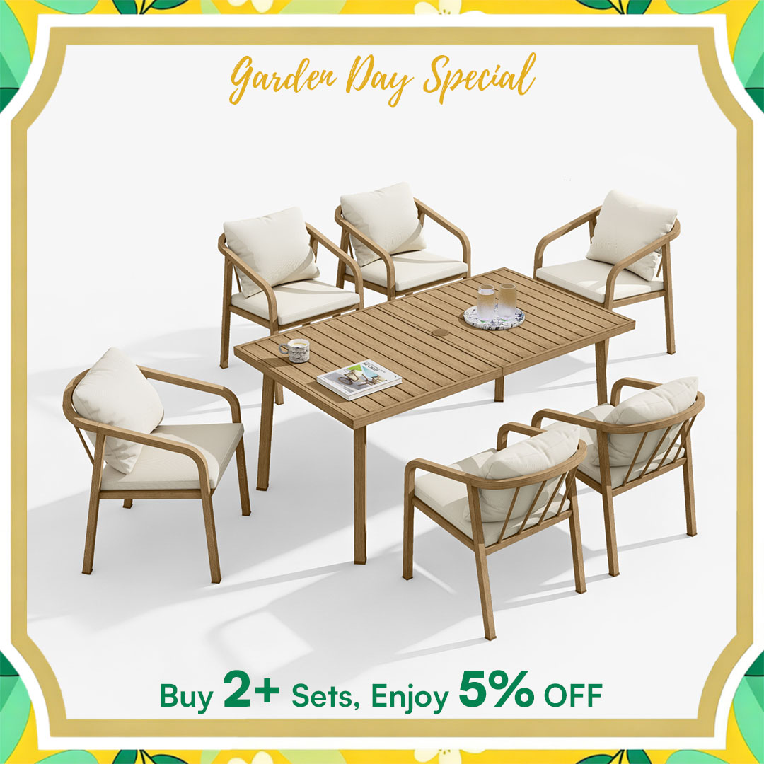 7-Piece Patio Dining Set for 6 person- DS048-1
