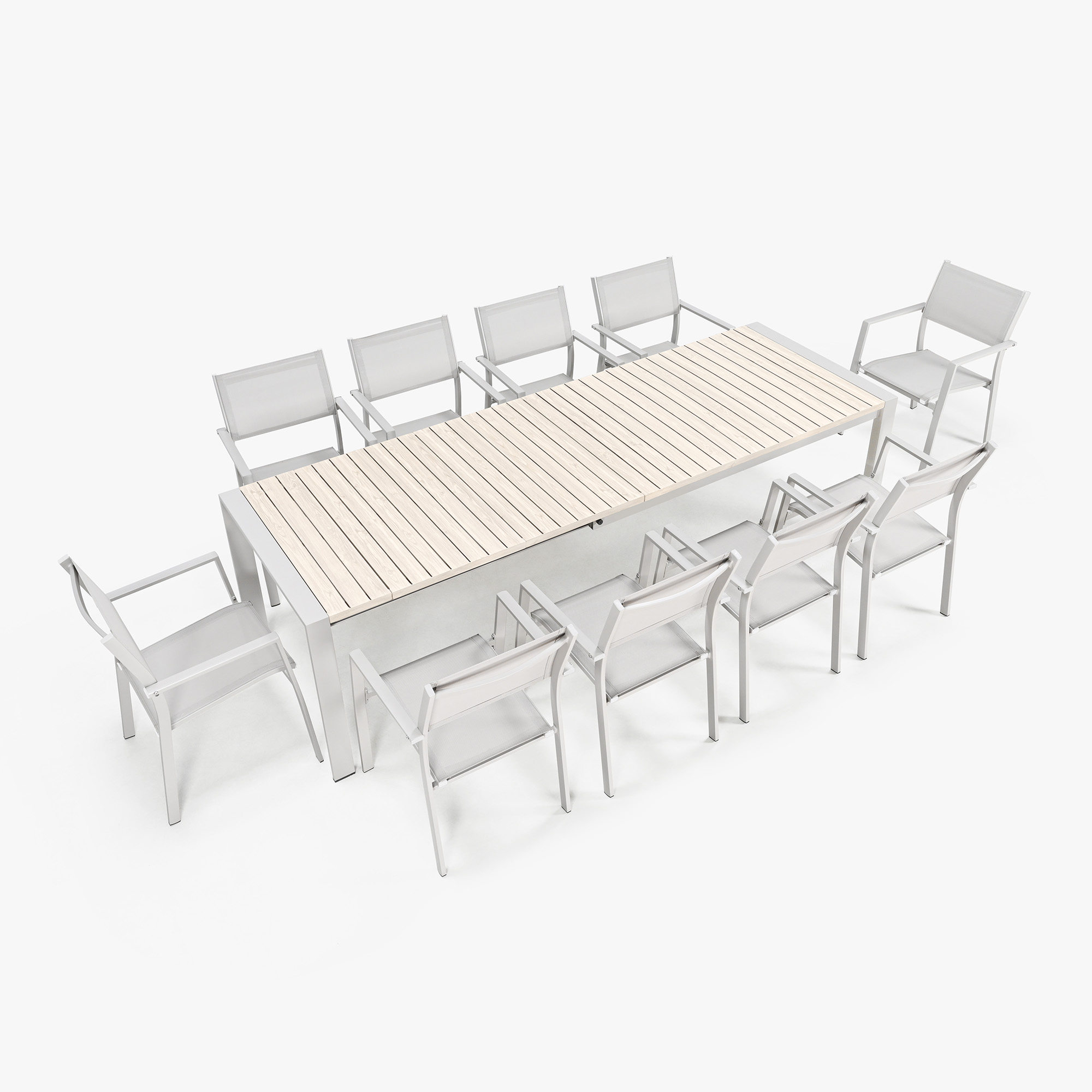 11-Piece Outdoor Patio Dining Set with Extendable Table, Aluminum Dining Set-DS052