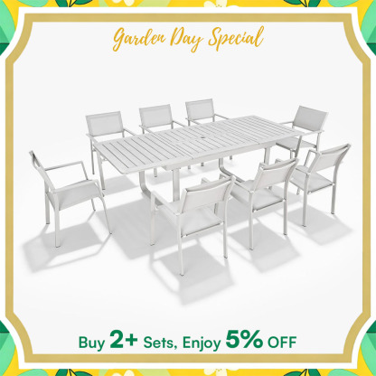 9-Piece Extendable Patio Outdoor Dining Set for 8 person - DS057
