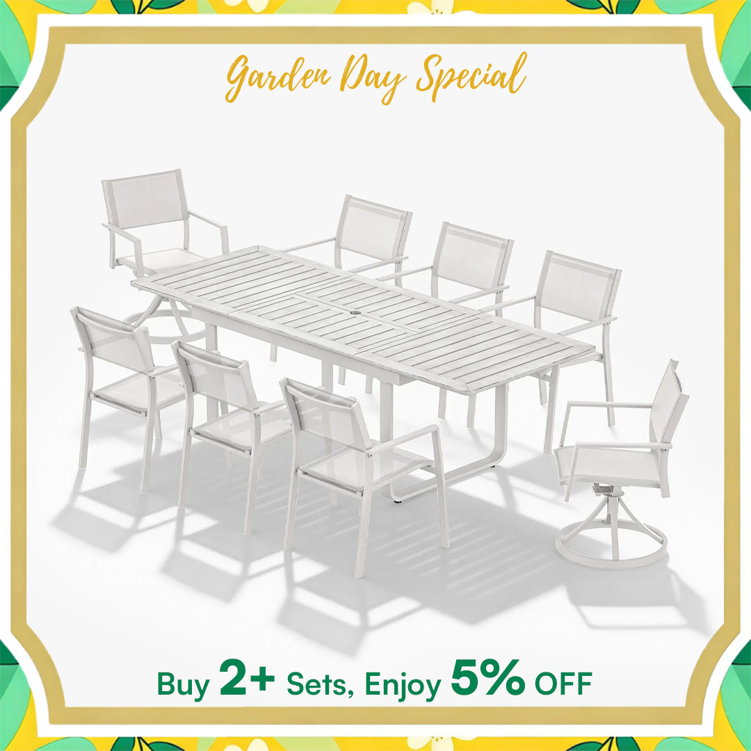9-Piece Extendable Patio Outdoor Dining Set for 8 person - DS057