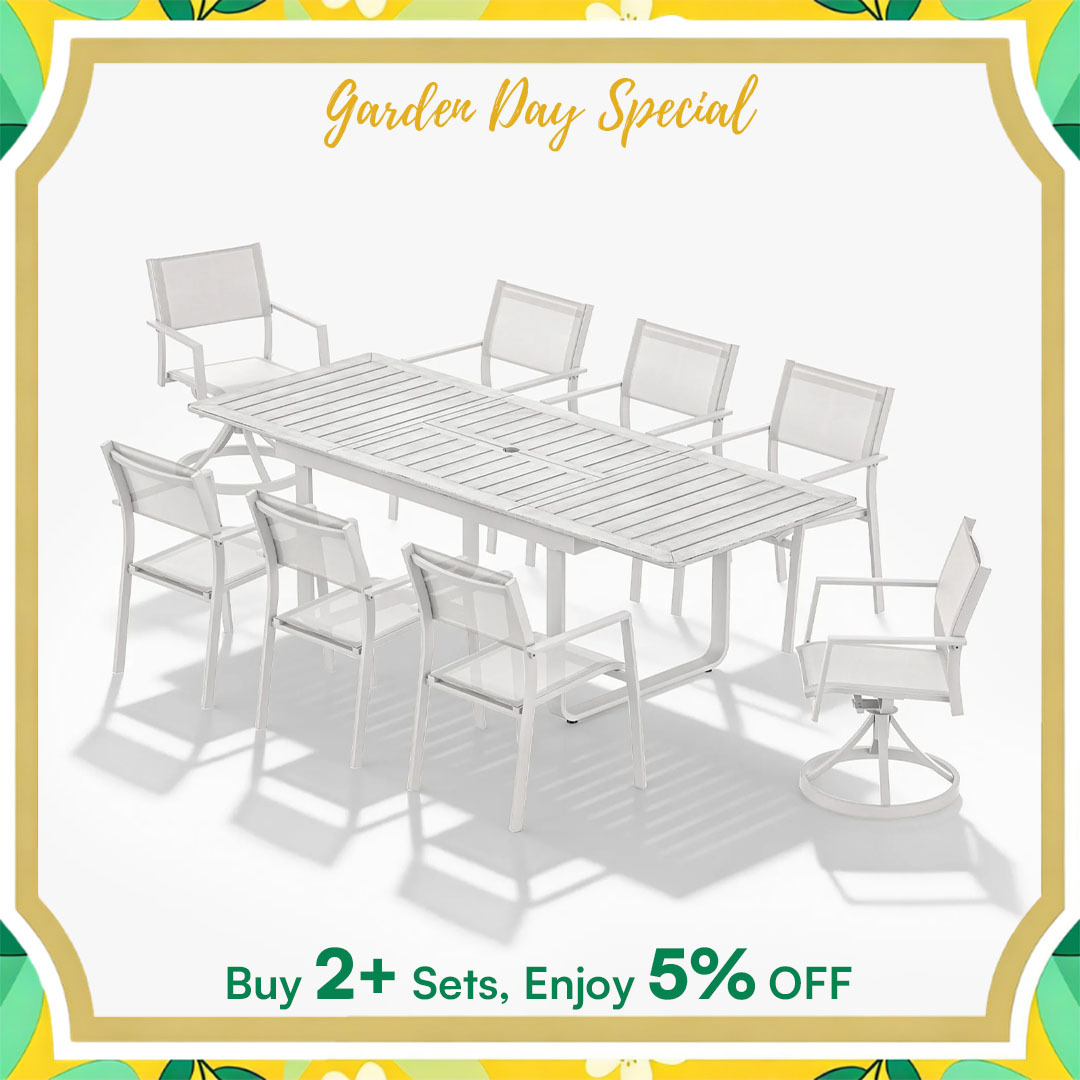 9-Piece Extendable Patio Outdoor Dining Set | SeeHill