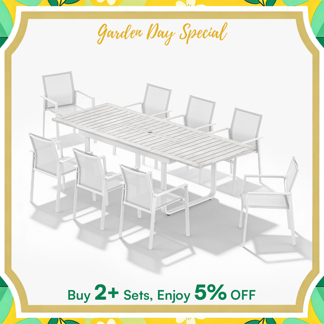 9-Piece Extendable Patio Outdoor Dining Set for 8 person - DS057