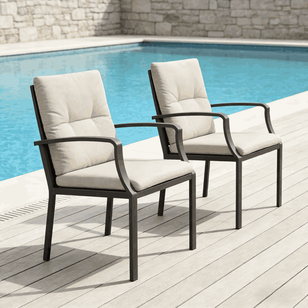 2 piece patio dining chairs with washable cushions