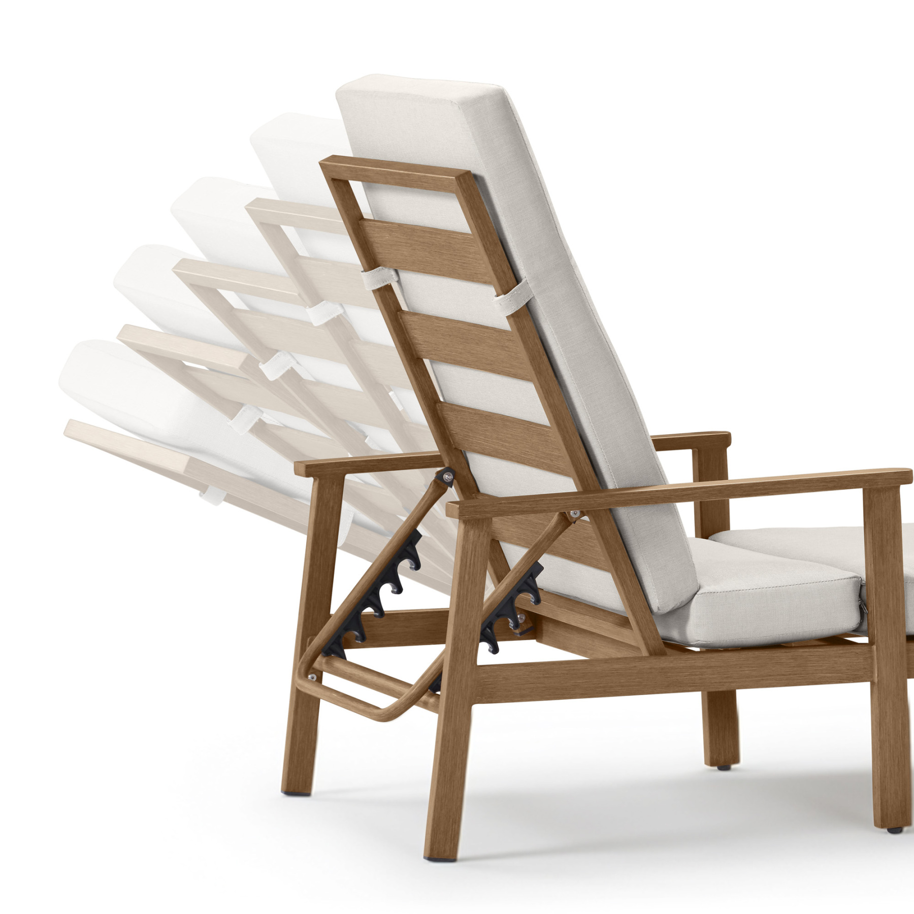 1-2 Piece Aluminum Outdoor Pool Lounge Chairs Square Side Table Thick Cushions 6-Position Adjustable Backrest-L007B
