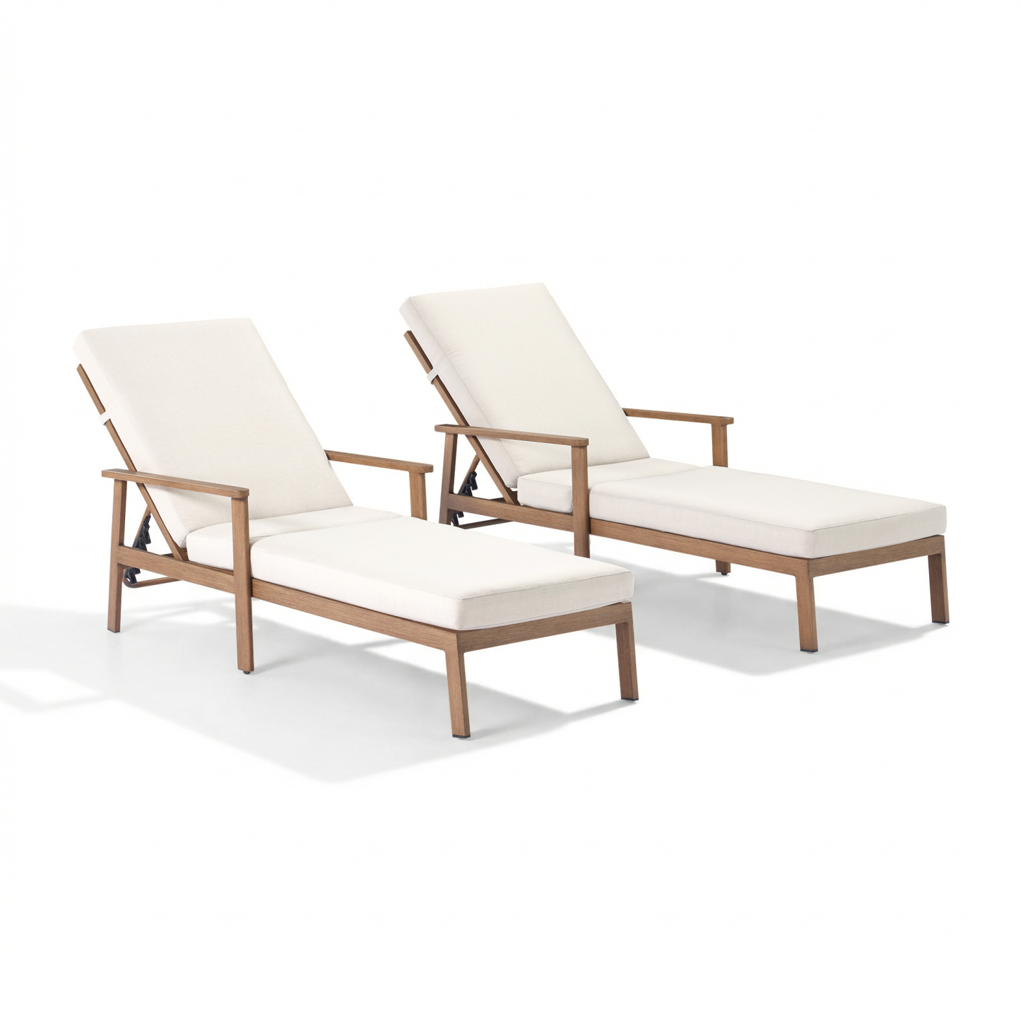 1-2 Piece Aluminum Outdoor Pool Lounge Chairs Square Side Table Thick Cushions 6-Position Adjustable Backrest-L007B