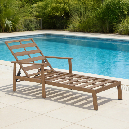 1-2 Piece Aluminum Outdoor Pool Lounge Chairs Square Side Table Thick Cushions 6-Position Adjustable Backrest-L007B