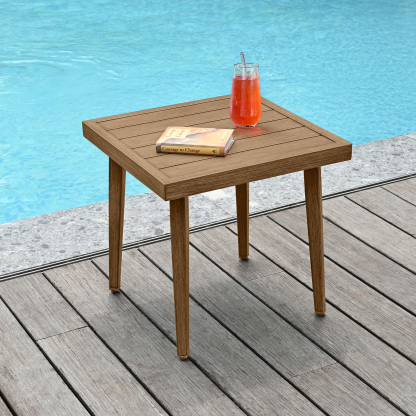 1-2 Piece Aluminum Outdoor Pool Lounge Chairs Square Side Table Thick Cushions 6-Position Adjustable Backrest-L007B