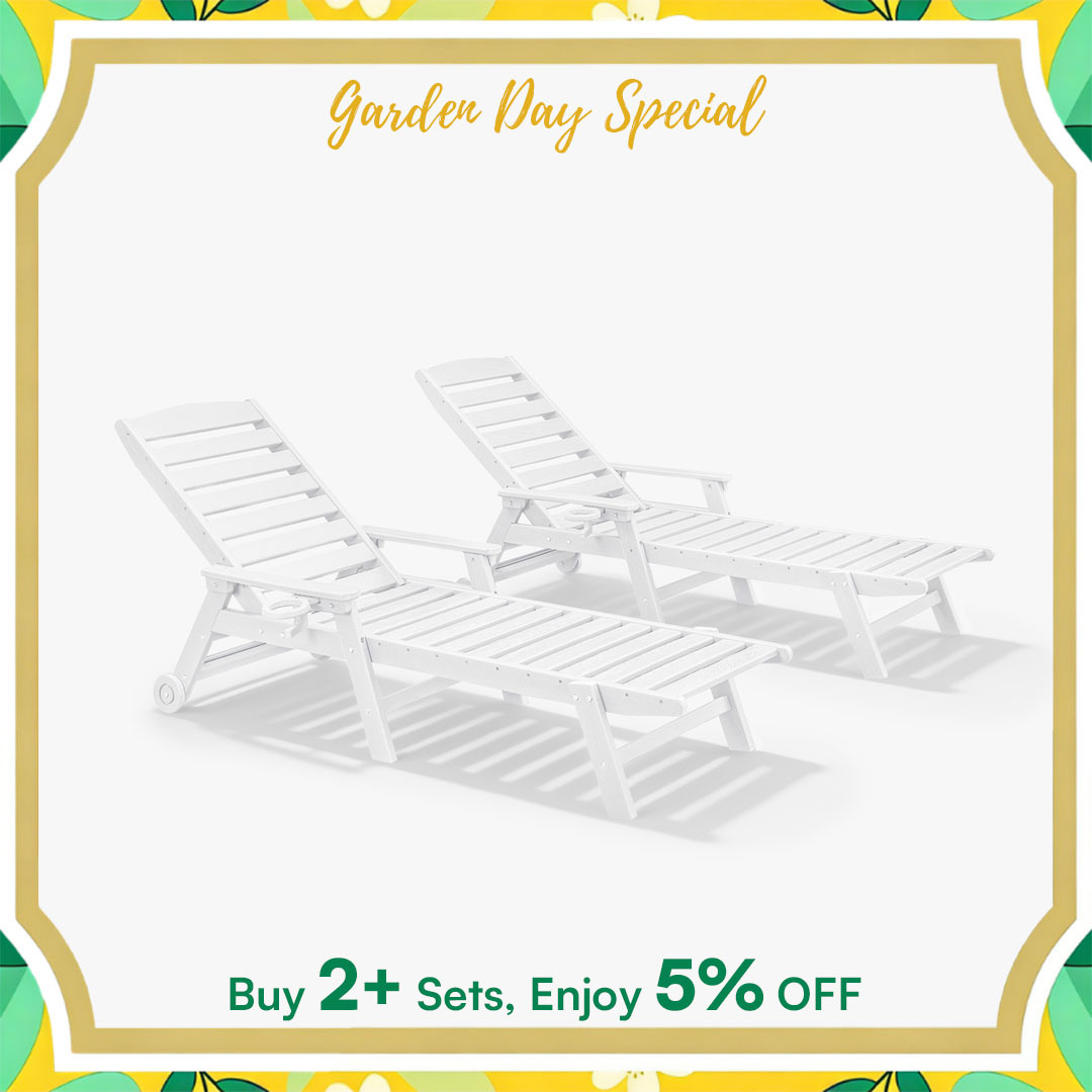 2-piece Adjustable Outdoor Lounge with Wheels | SeeHill