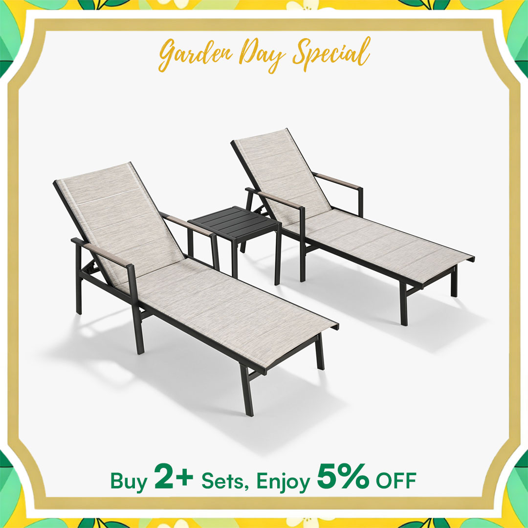 Outdoor Recliner Chair Set – Aluminum Frame, 3D Textilene, Optional Side Table L036