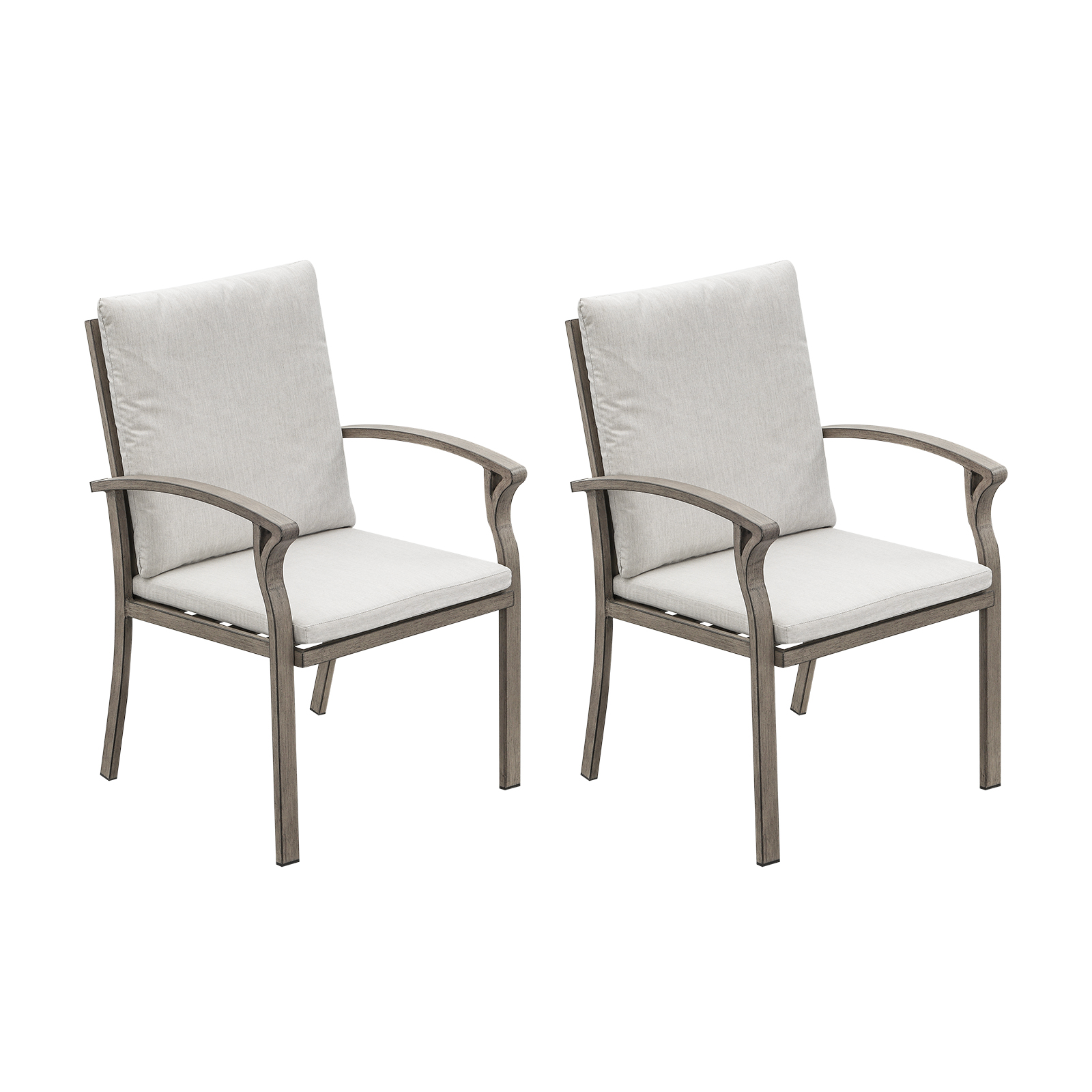 Aluminum Outdoor Patio Set of 2 Fixed Patio Armchairs - C101