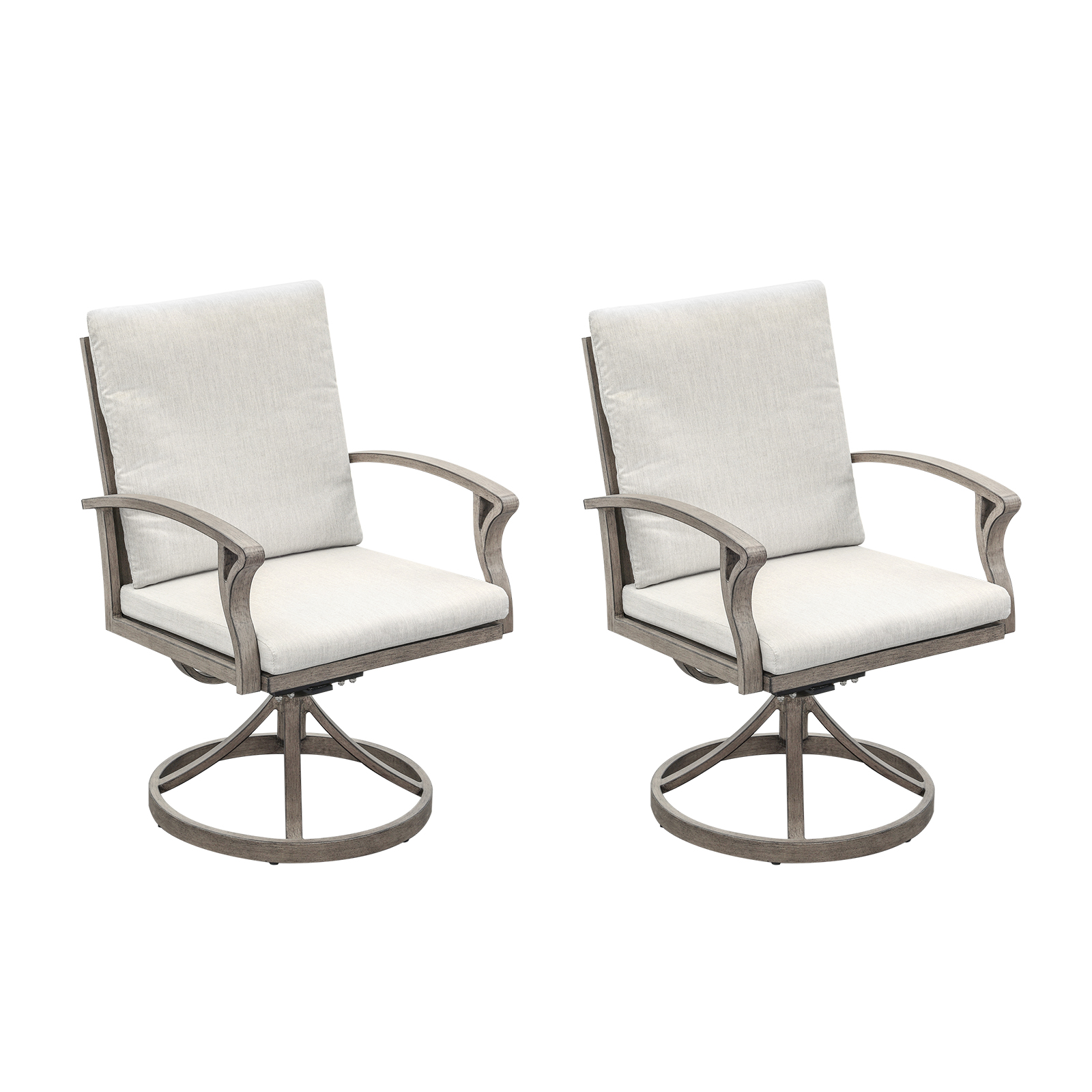 Modern Aluminum Outdoor Set of 2 Swivel Patio Chairs