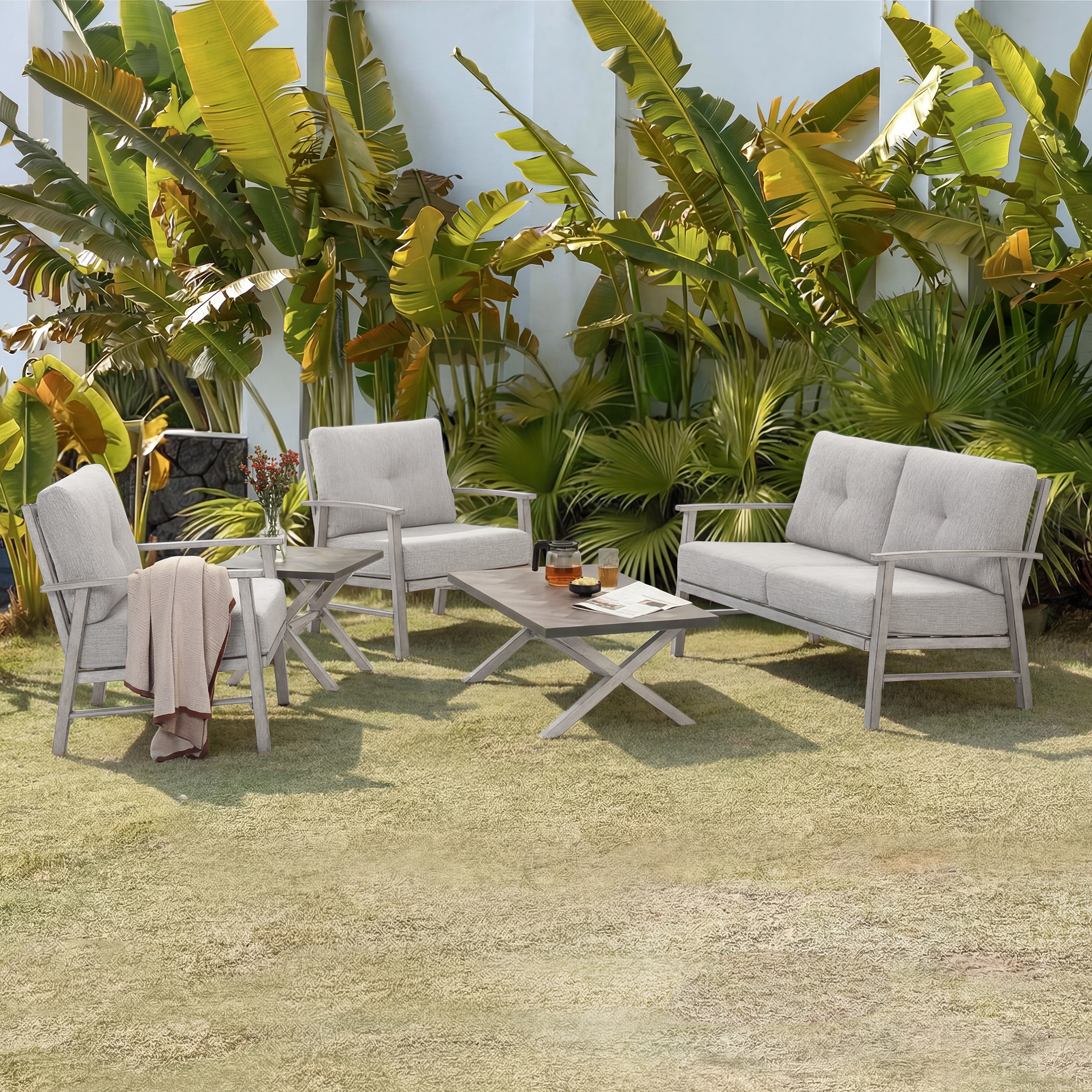 5-piece Outdoor Aluminum Patio Furniture Set - SS015-1