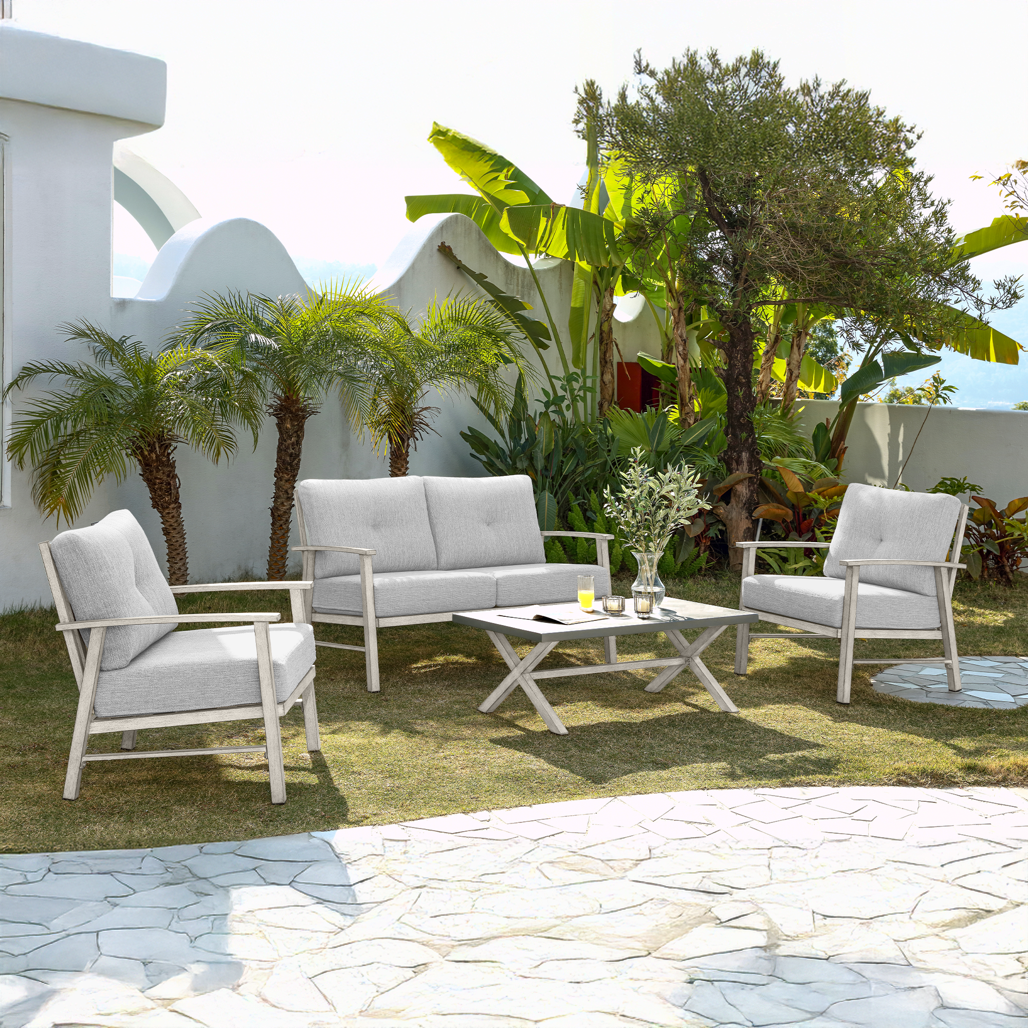 4-piece Modern Outdoor Patio Furniture Set - SS015-2