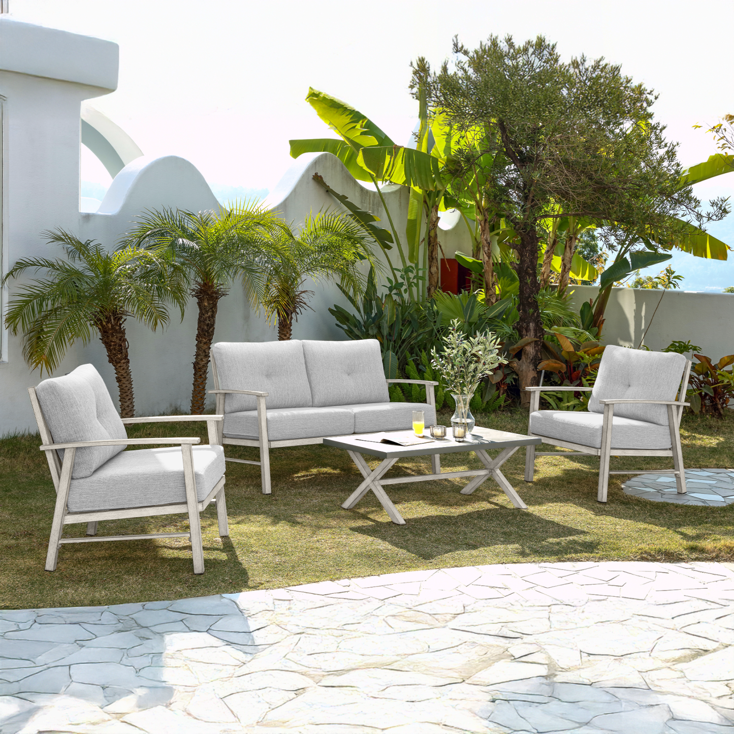 4-piece Modern Outdoor Patio Furniture Set - SS015-2