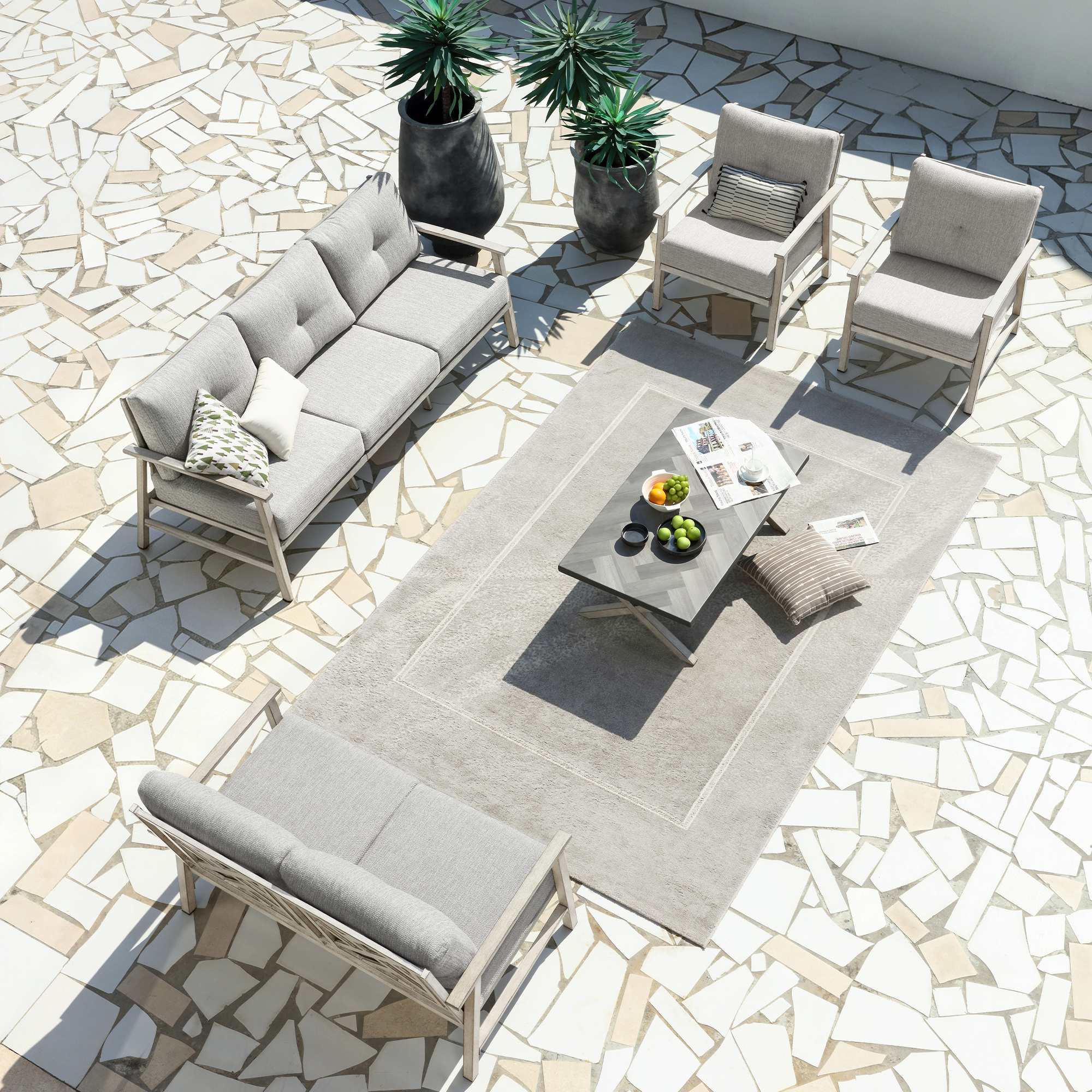 5-piece Modern Outdoor Patio Furniture Set - SS015-3