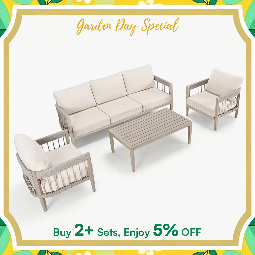 4-Piece Patio Furniture Set with Faux Wood Grain - SS040