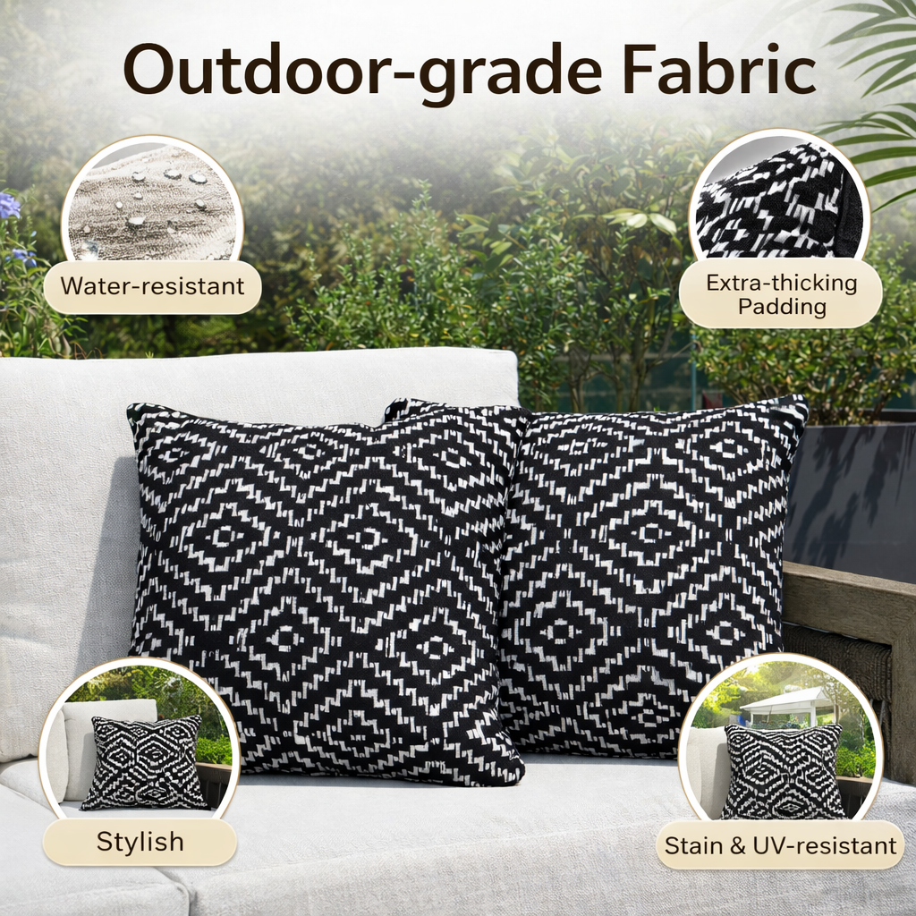 This exclusive weather resistant outdoor throw pillow features square beige fabric that is durable and stylish. - Seehill