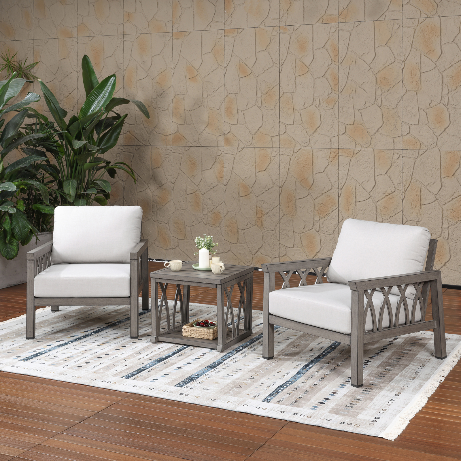 3-Piece Aluminum Outdoor Patio Conversation Set - DS100