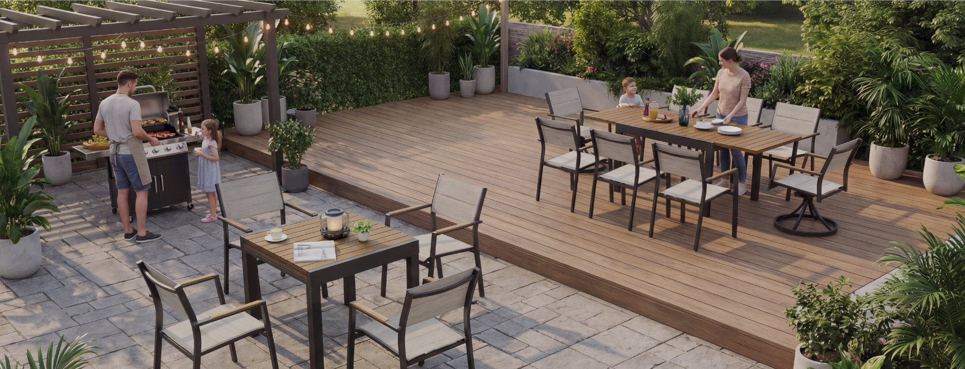 7-piece patio dining set 2 swivel chairs