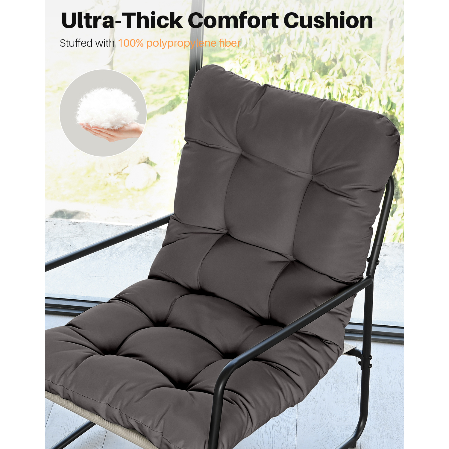 2-Piece Metal Comfy Modern Patio Rocking Chair Set with Ottoman- C033-1