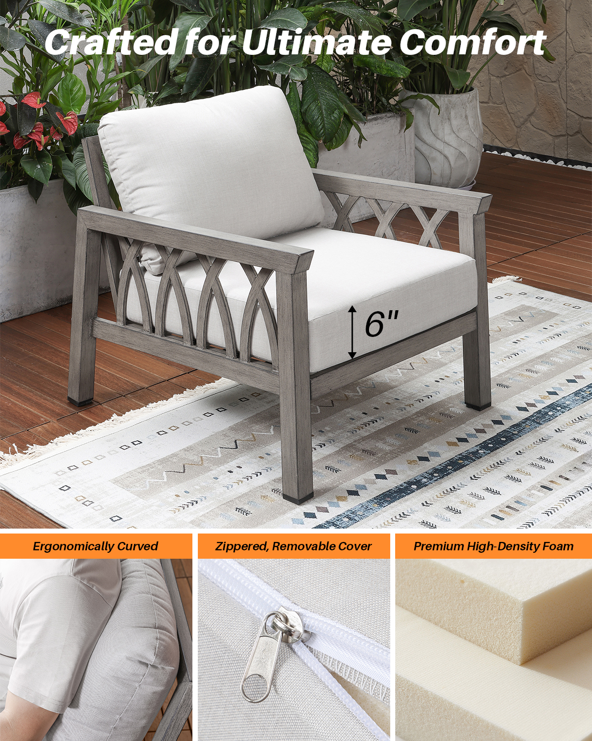 2-Piece Aluminum Outdoor Fixed Sofa Chairs - C094