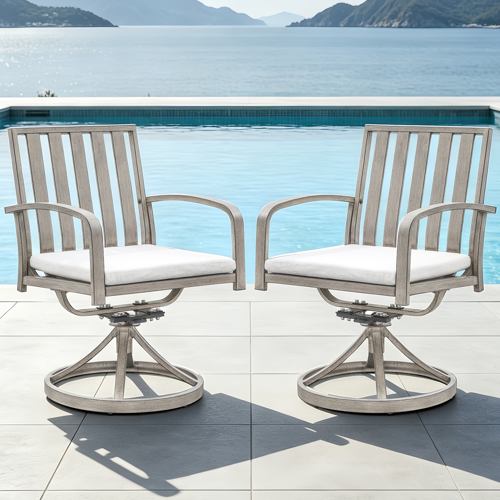 2-piece patio outdoor swivel sofa chairs
