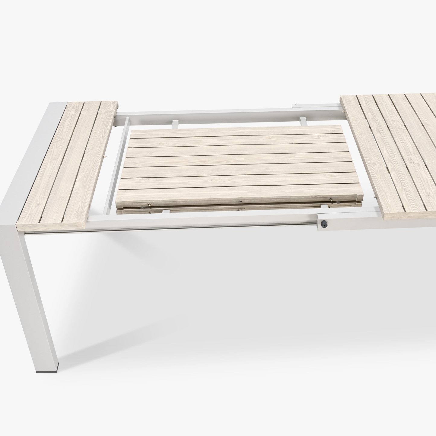 Modern extendable wooden table with metal frame, light wood finish - Seehill