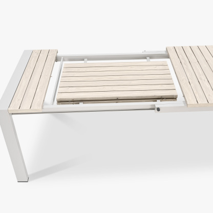 Modern extendable wooden table with metal frame, light wood finish - Seehill