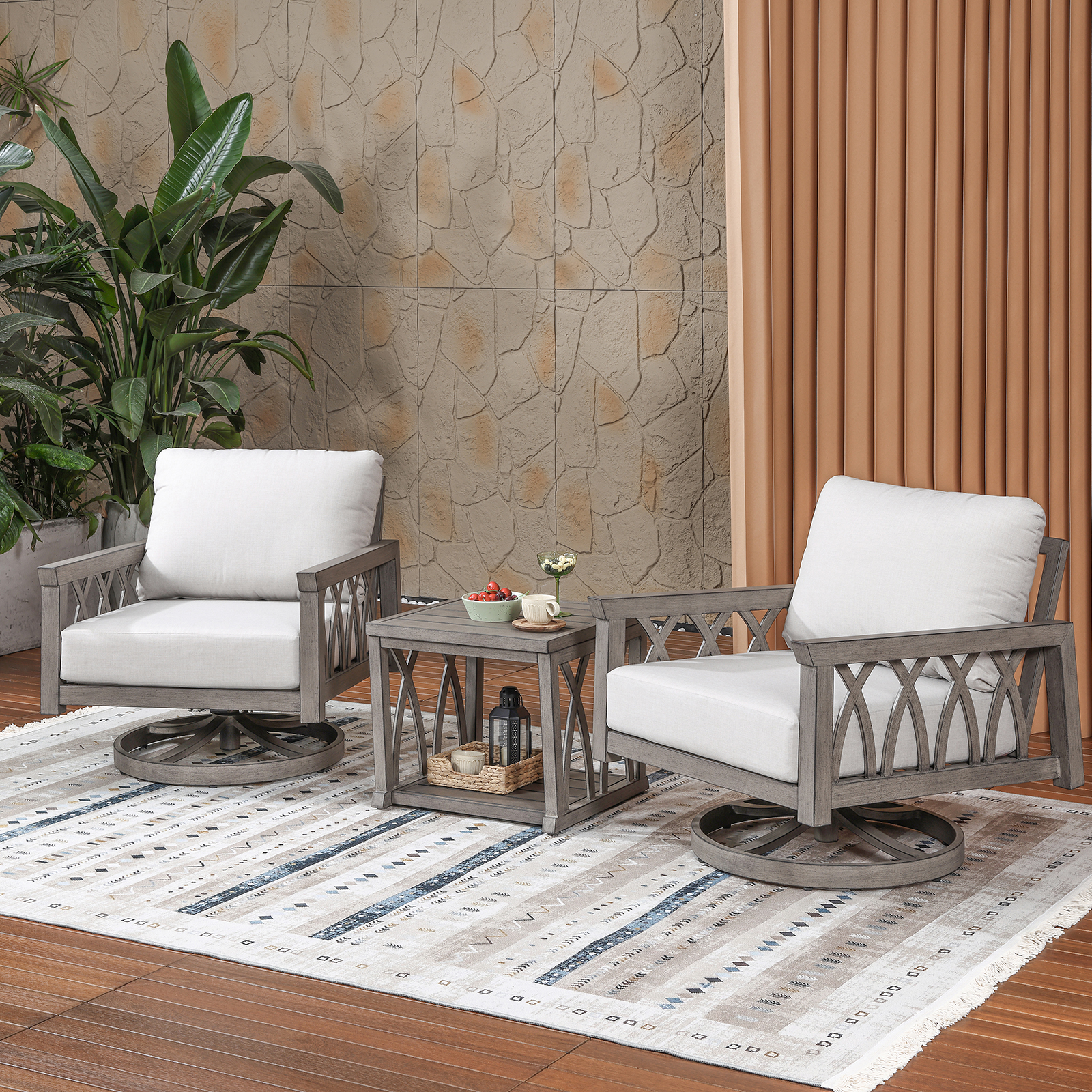 3-Piece Aluminum Outdoor Patio Conversation Set - DS100