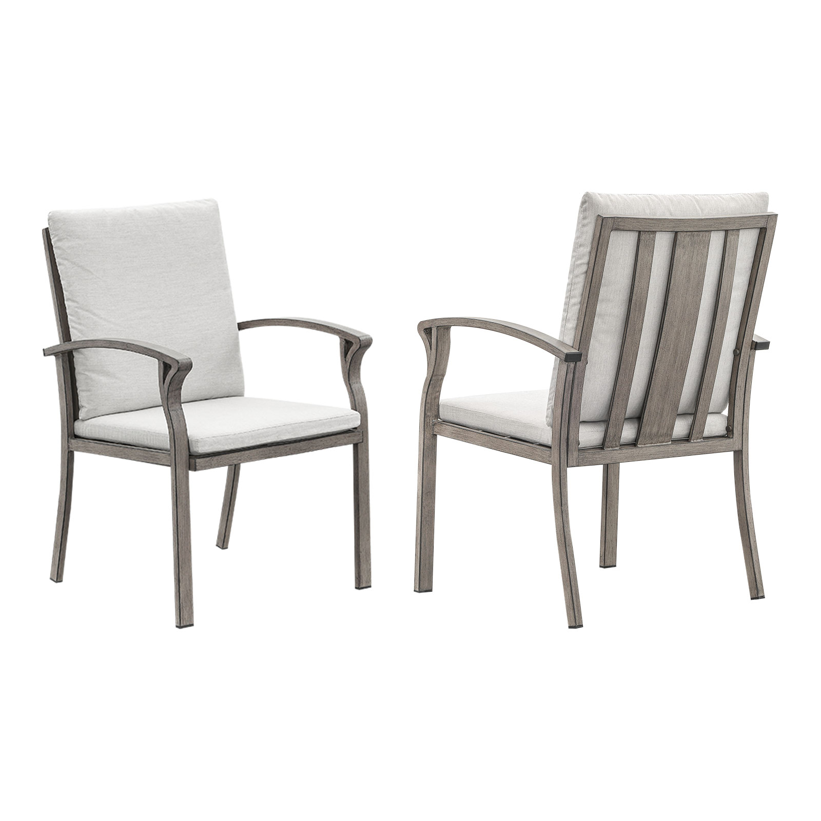 Aluminum Outdoor Patio Set of 2 Fixed Patio Armchairs - C101