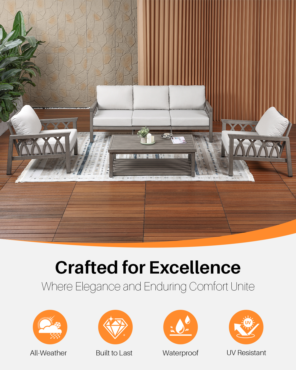 4-Piece Aluminum Outdoor Patio Conversation Set - DS096