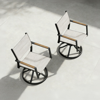 2-piece Patio Swivel Dining Chairs Set - C059