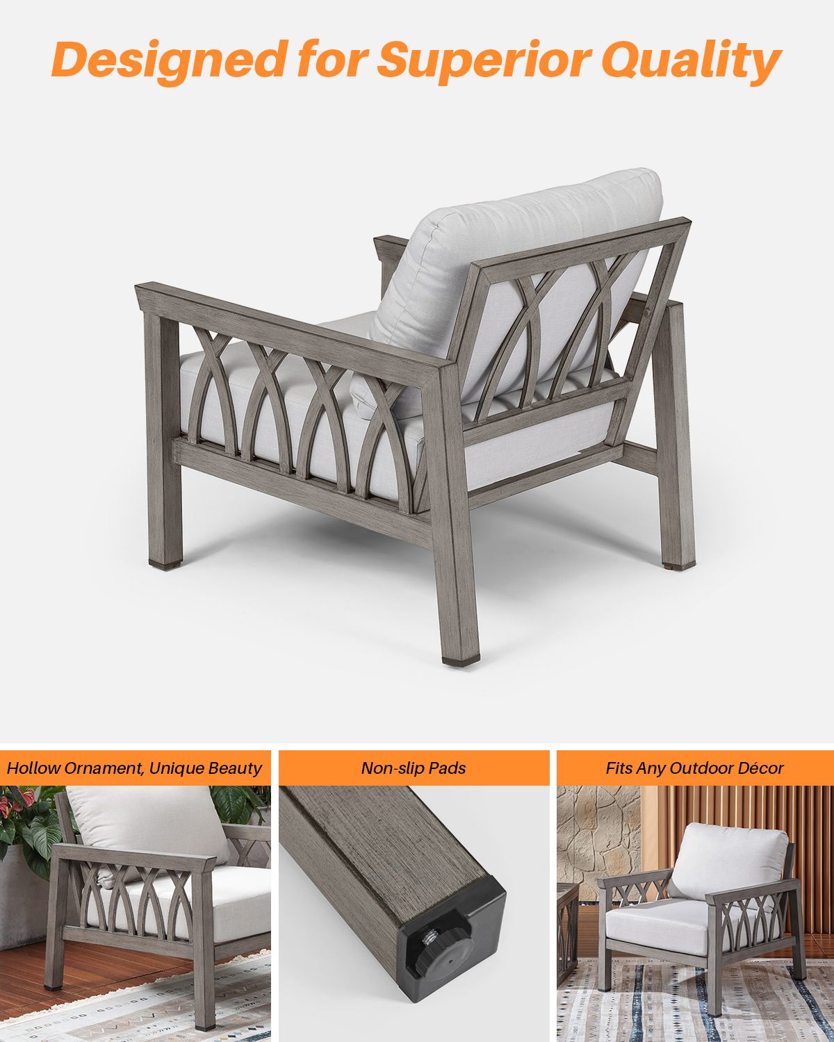 2-Piece Aluminum Outdoor Fixed Sofa Chairs - C094