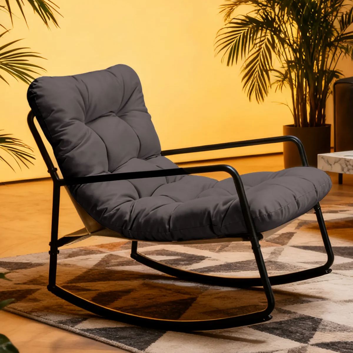 Metal Comfy Modern Patio Rocking Chair - C032-1