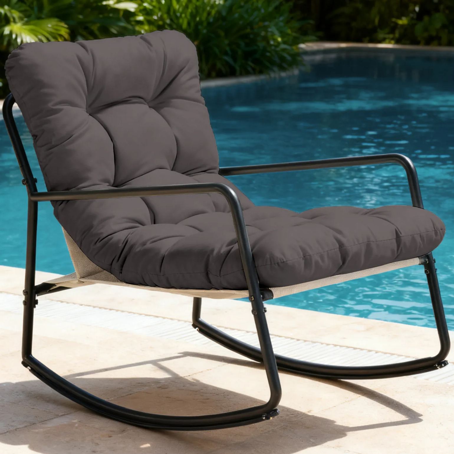 Metal Comfy Modern Patio Rocking Chair - C032-1