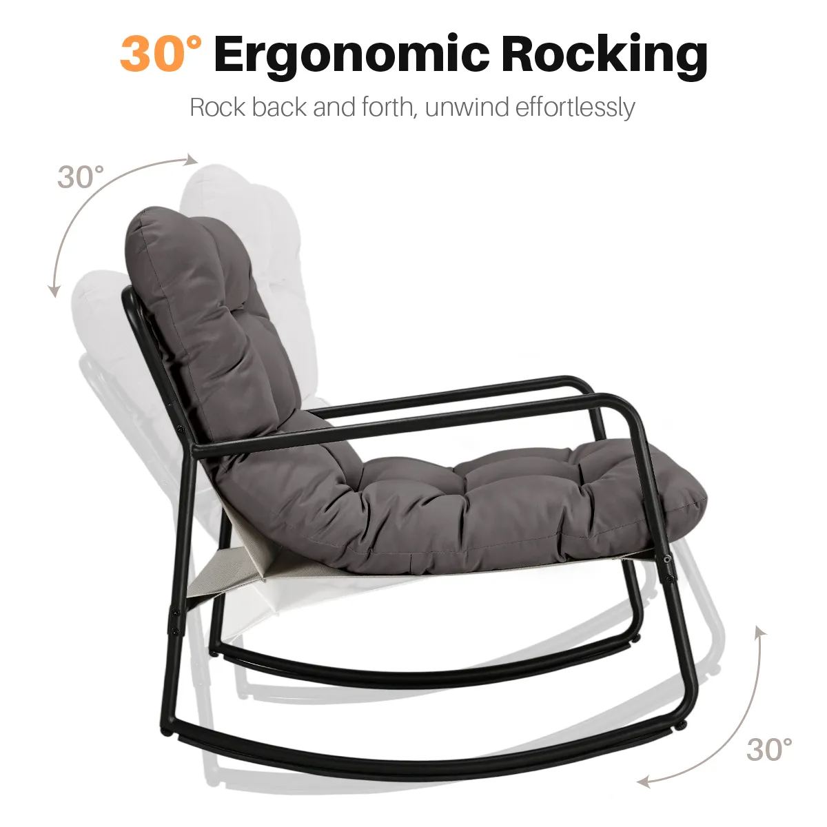 Metal Comfy Modern Patio Rocking Chair - C032-1