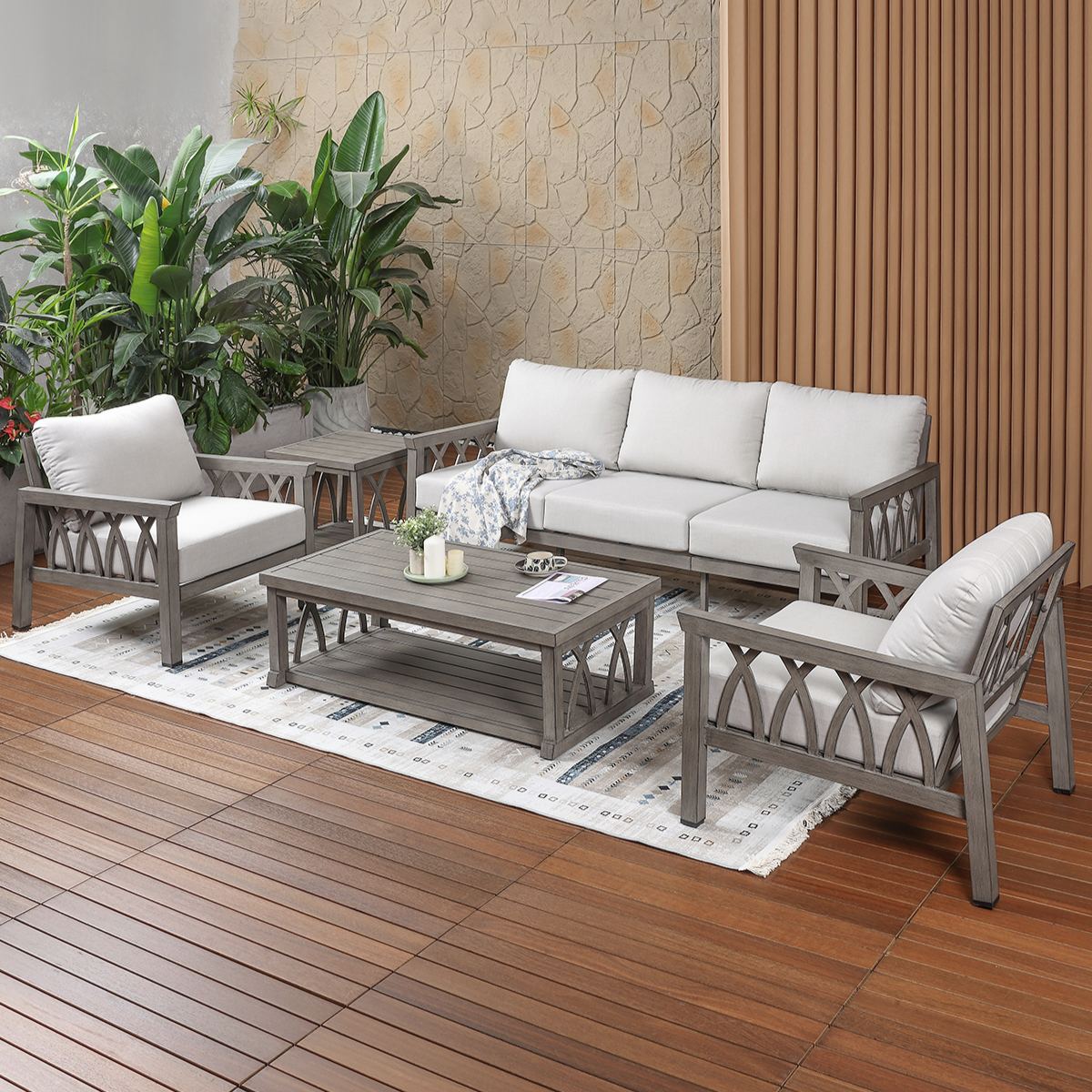 5-Piece Aluminum Outdoor Patio Conversation Set - DS09