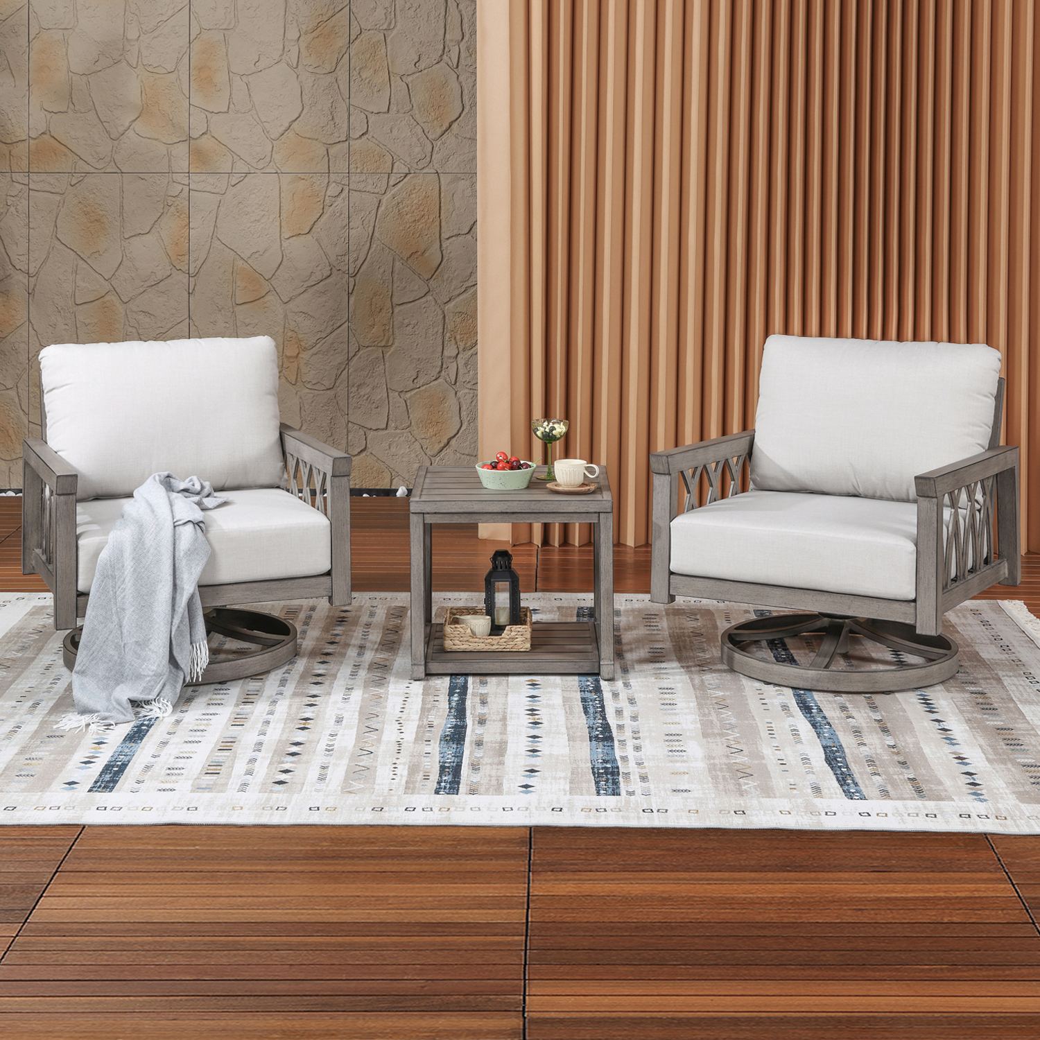3-Piece Aluminum Outdoor Patio Conversation Set - DS100