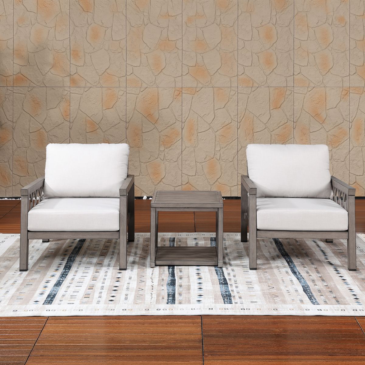 3-Piece Aluminum Outdoor Patio Conversation Set - DS100