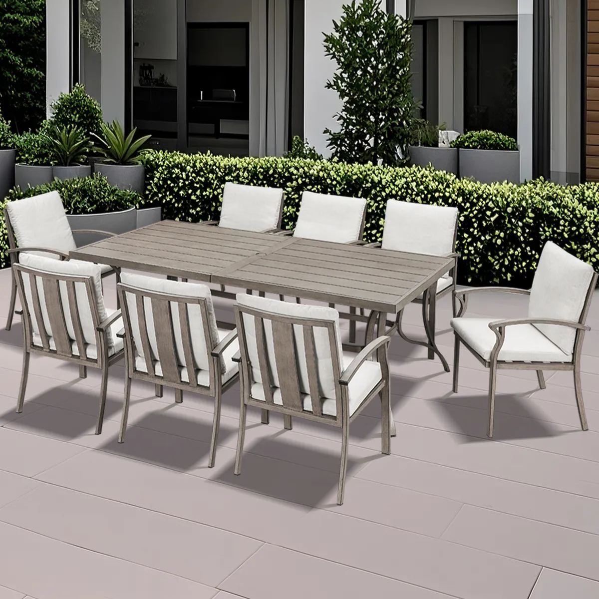 Aluminum Outdoor Patio Set of 2 Fixed Patio Armchairs - C101