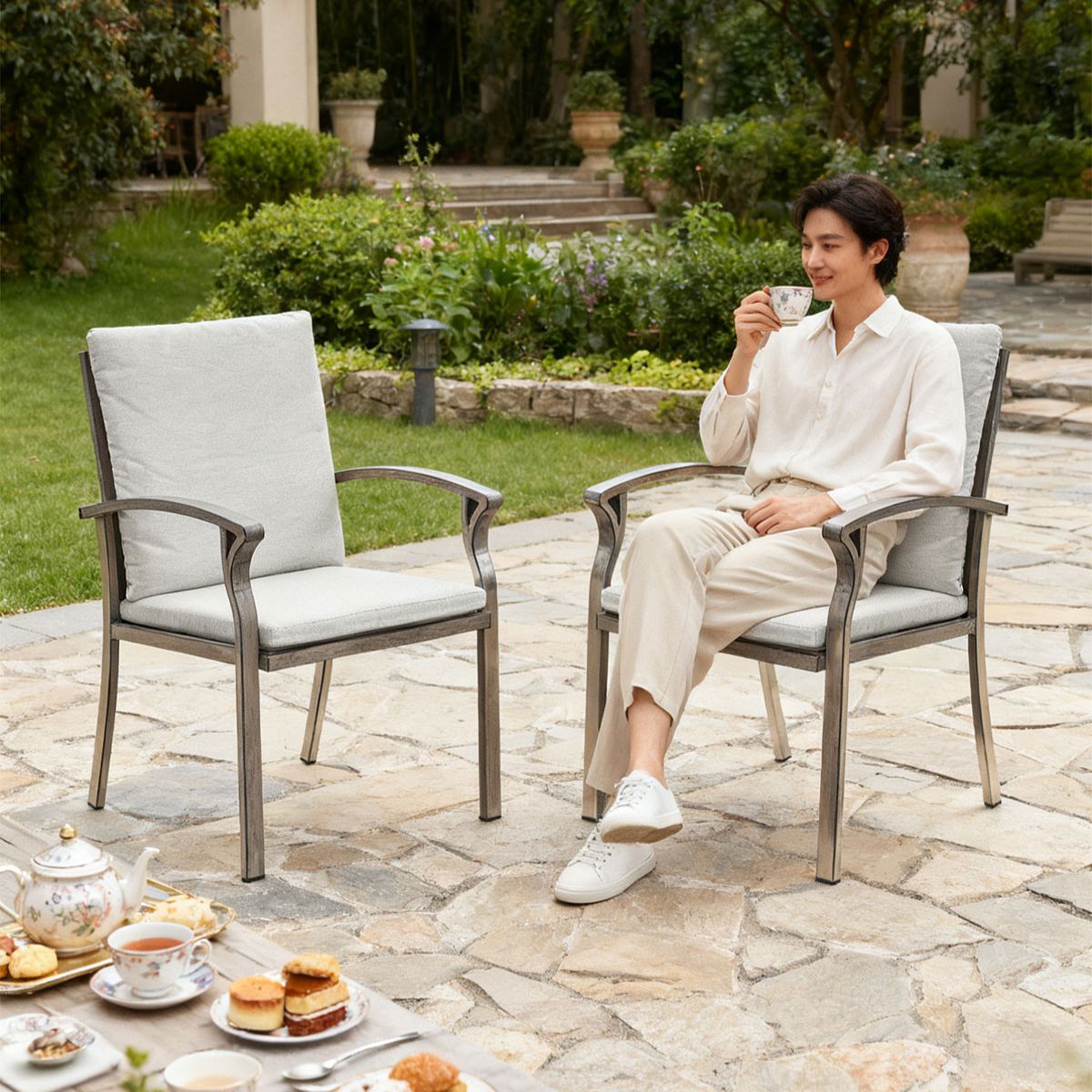 2-piece patio sofa armchair deep seating