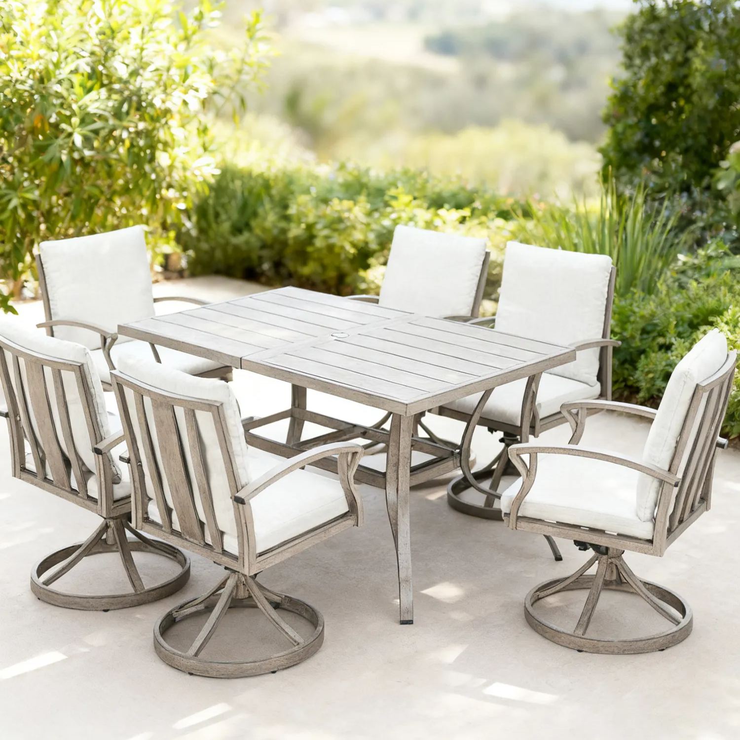 Modern Aluminum Outdoor Set of 2 Swivel Patio Chairs