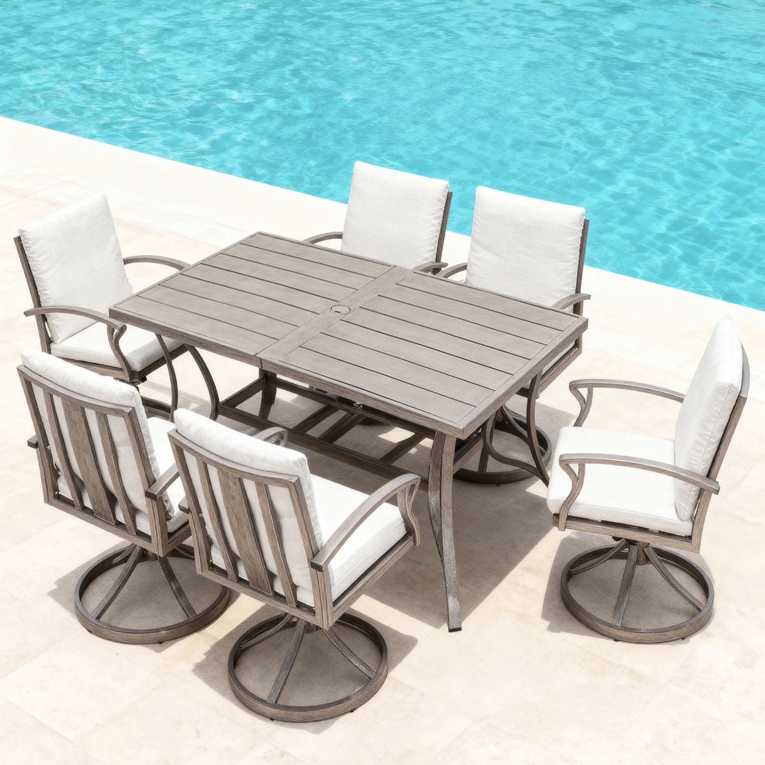 Aluminum Outdoor Patio 6-Person Dining Table - D103