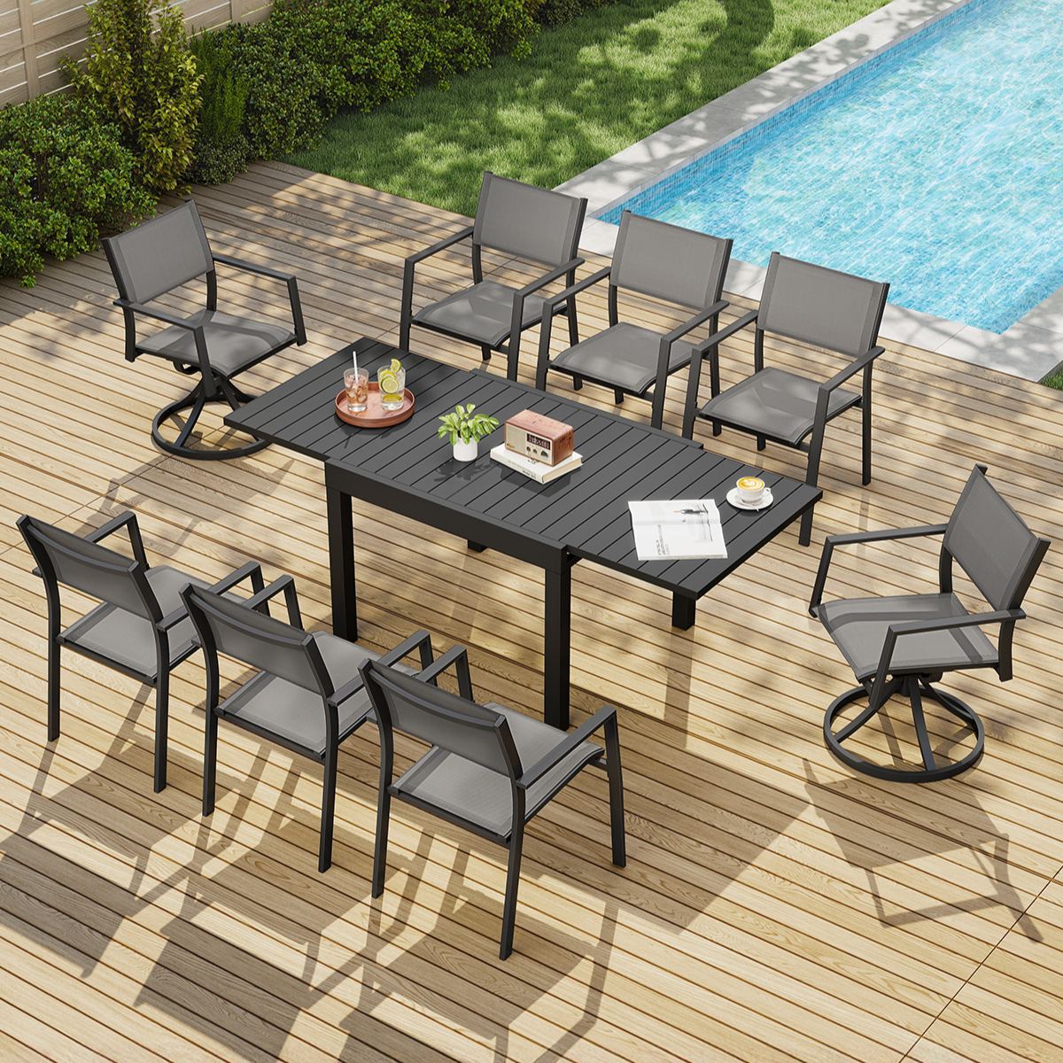 Extendable Outdoor Dining Table for 4-8 Person - D063-2
