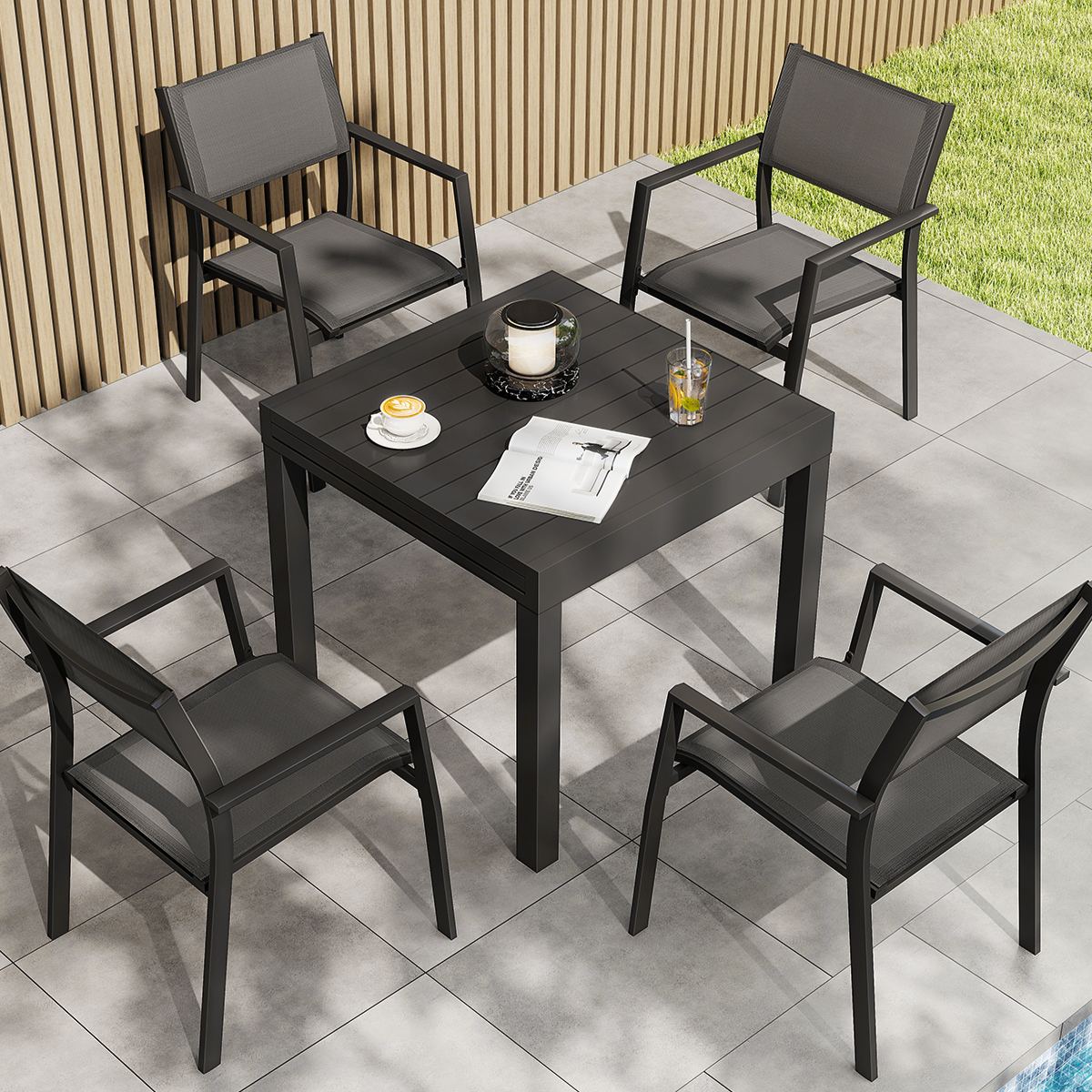 Extendable Outdoor Dining Table for 4-6 Person - D063-1