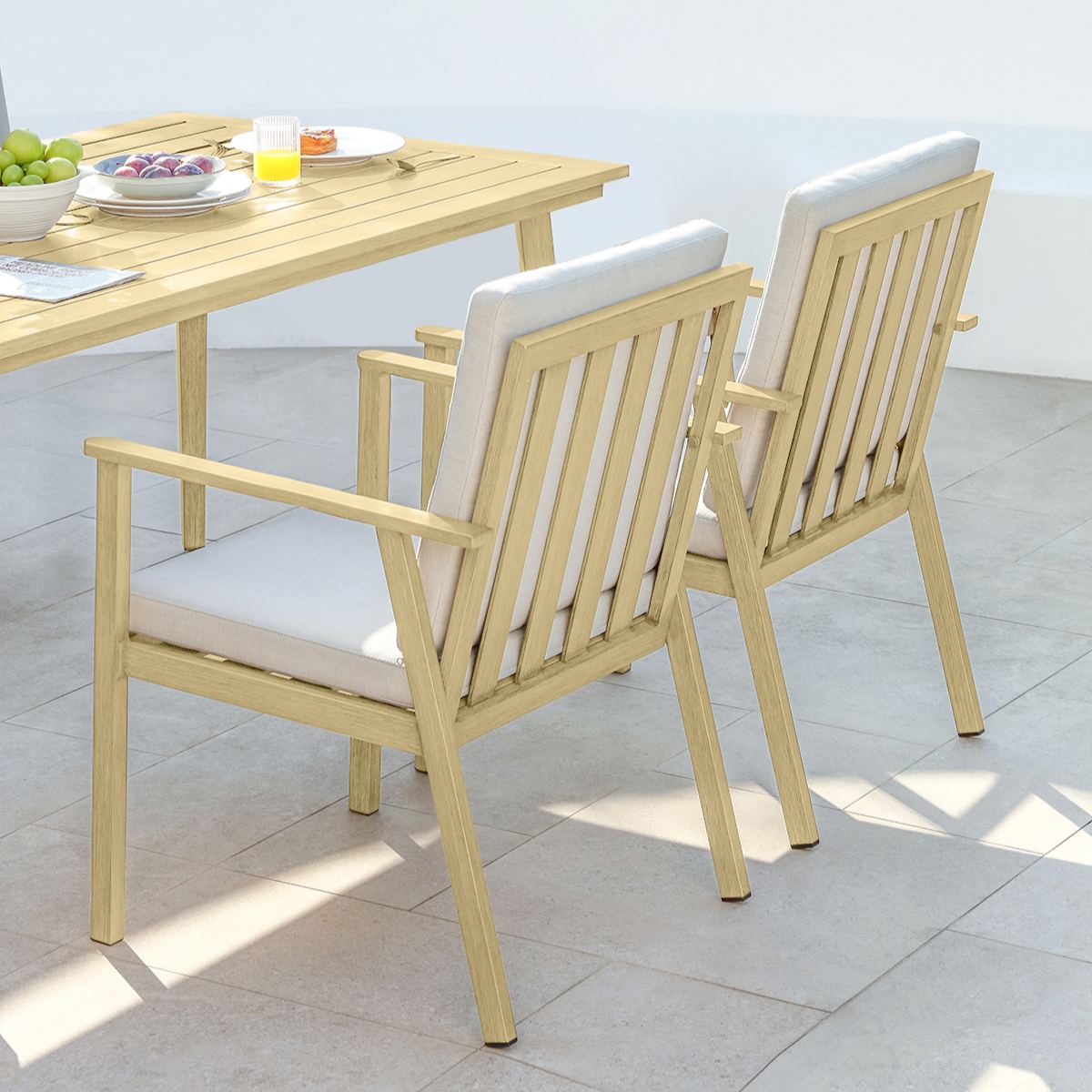 2-Piece Outdoor Dining Chair Set – Aluminum, Thick Cushions, All-Weather-C001